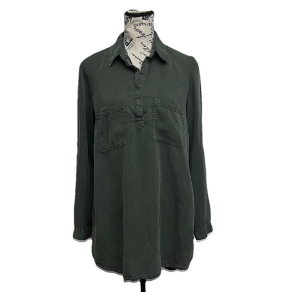 AMI Green Lyocell Utility Mini Dress S – Army Gorpcore Western Cowgirl Forest - Picture 2 of 9